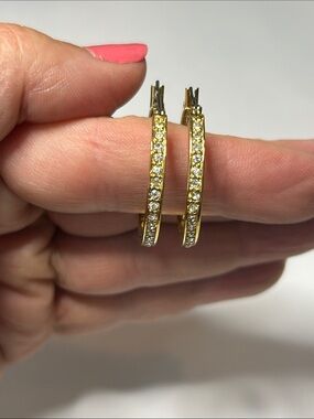 Monet Gold-Tone Crystal Hoop Earrings